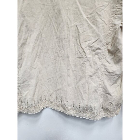 J. Jilll Womemns Corduroy Shirt Medium Beige Embroidered Button Up BOHO Neutral - Picture 8 of 9